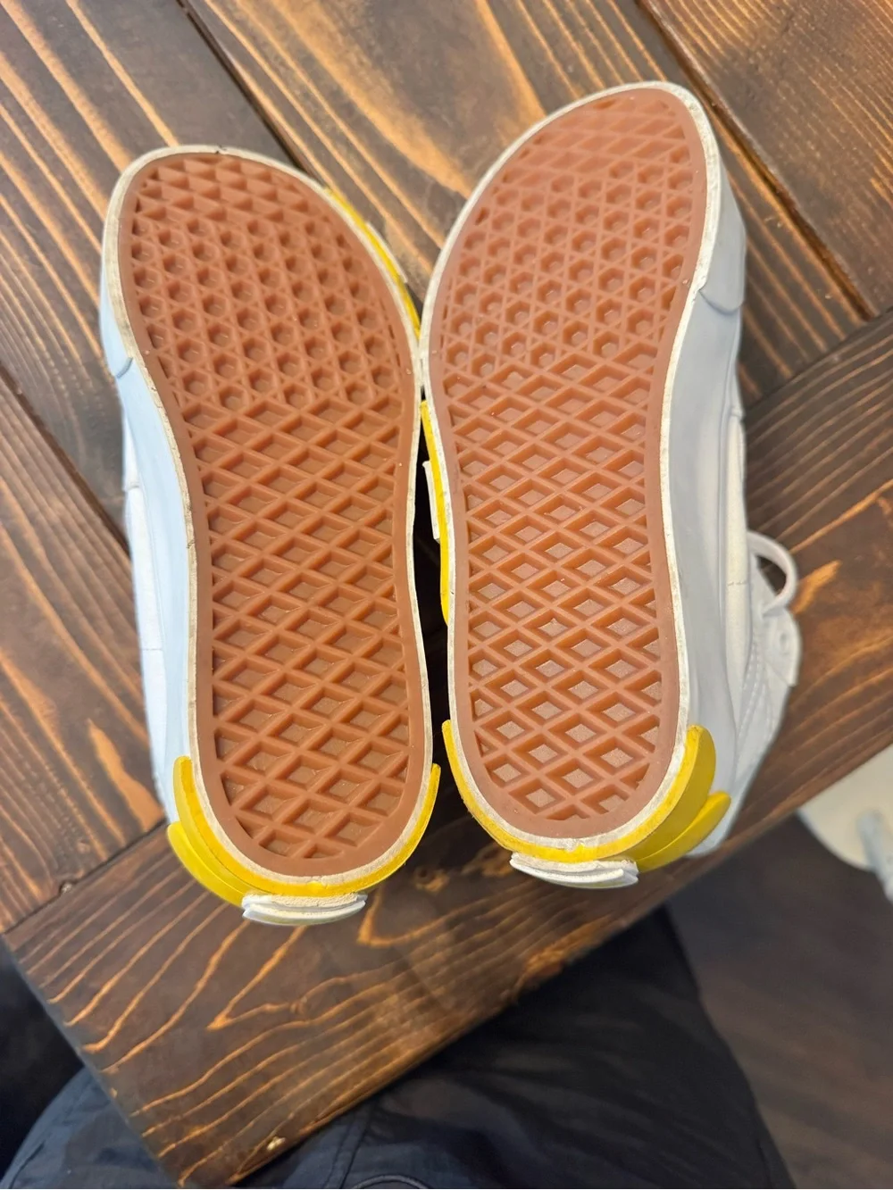 Vans White High-Top Canvas Sneakers with Yellow Logo Accent